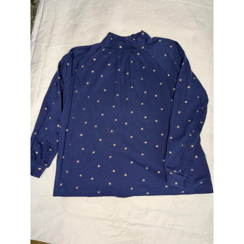 Mini‎ Boden Kids Navy Blue Gold Glitter Star Mock Neck Top G1598 Size 4-5Y 110cm